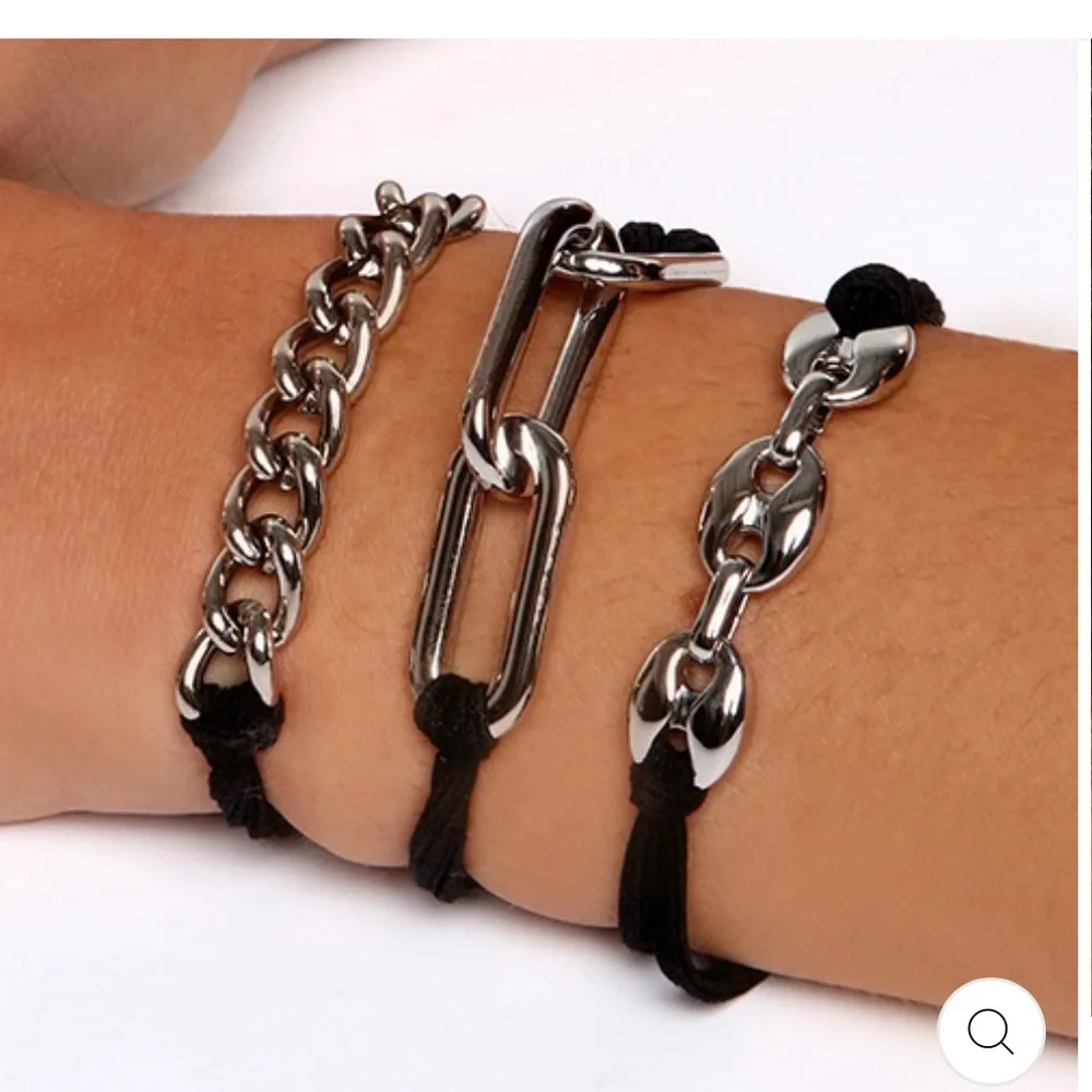 NWT Bracelet Hair Ties - White Chain Links with Black Cord Maya J Jewelry